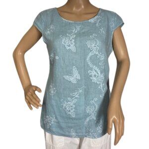 Lina Tomei Embroidered Linen Top